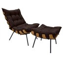 Ver imagem 1 de Cadeira Costela com Puff para Sala de Estar Élpis Móveis Linho Marrom