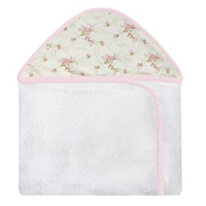 Toalha Estampada com Capuz para Bebê 100 Algodão - Floral Rosa