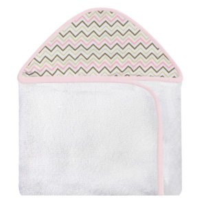 Toalha Estampada com Capuz para Bebê 100 Algodão - Chevron Rosa Colorido