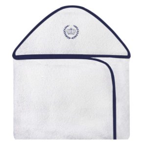 Toalha Bordada com Capuz para Bebê 100 Algodão - Realeza Azul Marinho