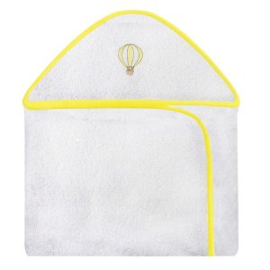 Toalha Bordada com Capuz para Bebê 100 Algodão - Balão Amarelo