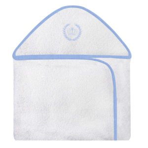 Toalha Bordada com Capuz para Bebê 100 Algodão - Realeza Azul