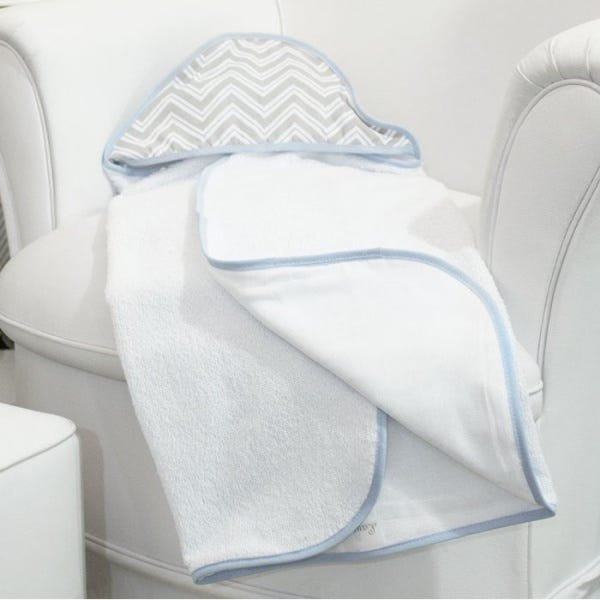 Toalha Estampada com Capuz para Bebê 100 Algodão - Chevron Azul - 2