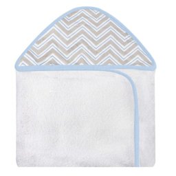 Toalha Estampada com Capuz para Bebê 100 Algodão - Chevron Azul - 1