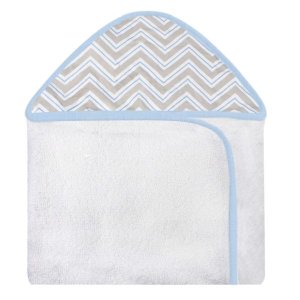 Toalha Estampada com Capuz para Bebê 100 Algodão - Chevron Azul