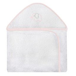 Toalha Bordada com Capuz para Bebê 100 Algodão - Elefante Chevron Rosa - 1