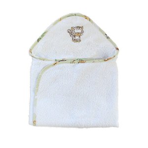 Toalha Bordada com Capuz para Bebê 100 Algodão - Floresta Tigre