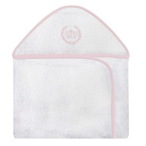 Toalha Bordada com Capuz para Bebê 100 Algodão - Realeza Rosa