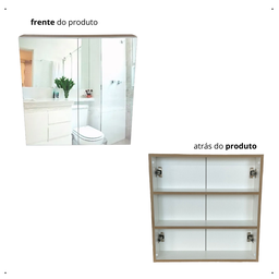 Armário de Banheiro Aéreo Compacto com Espelho 2 Porta 50x60x15cm - 5