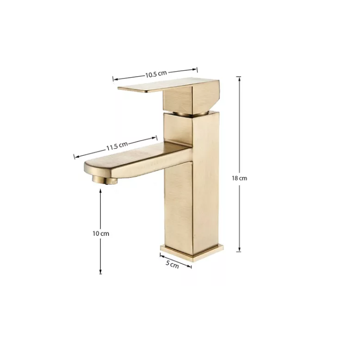 Torneira Lavabo Monocomando Banheiro Dourada Misturador S304 - Brinovar - 7