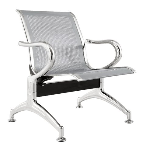 Cadeira Longarina Cromada 1 Lugar Cinza