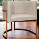 Ver imagem 2 de Poltrona Decorativa Recepção Luna Suede Cores Base de Ferro Bronze