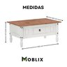 Mesa de Centro Madeira Maciça 1 Gaveta Branco - 4