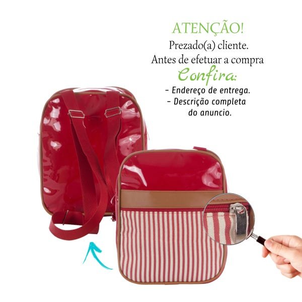 Bolsa Mochila Infantil Menina e Menino Várias Cores Medalha: VERMELHO LISTRAS - 2