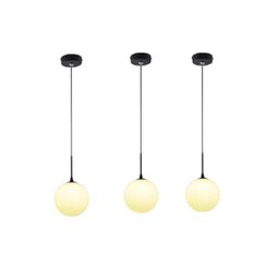 3 Pendente Globo Vidro Branco G9 Ball Preto Bancada Zan32 - 1 3 Pendente Globo Vidro Branco G9 Ball Preto Bancada Zan32 - 1