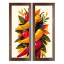 Ver imagem 1 de Kit 2 Quadros Decorativos para Cozinha Área Goumet Kitnet Pimenta Temperos Frutas 60cm