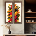 Ver imagem 2 de Kit 2 Quadros Decorativos para Cozinha Área Goumet Kitnet Pimenta Temperos Frutas 60cm