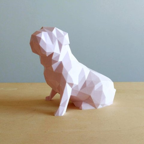 Bulldog Inglês Decorativo - 15 Cm Altura -Toque 3D: Rosa Claro