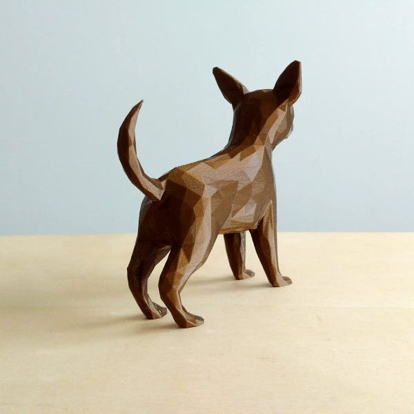 Cachorro Chihuahua Decorativo - 10 Cm Altura -Toque 3D: Bronze - 3