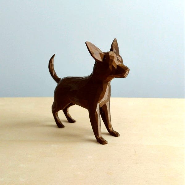 Cachorro Chihuahua Decorativo - 10 Cm Altura -Toque 3D: Bronze - 1