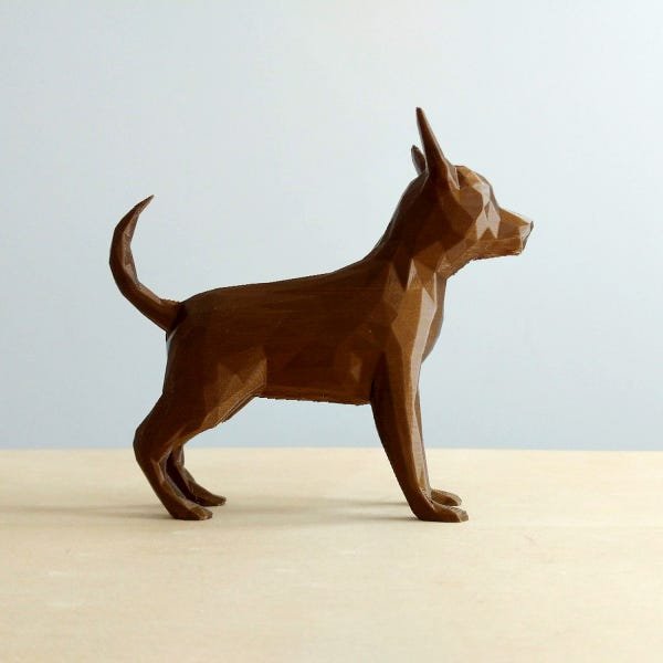 Cachorro Chihuahua Decorativo - 10 Cm Altura -Toque 3D: Bronze - 2