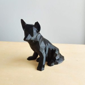 Cachorro Pastor Alemão Decorativo - 10 Cm Altura -Toque 3D: Preto