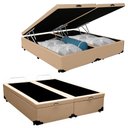 Ver imagem 1 de Cama Box Baú Queen Bipartido Sintético Bege Emth 158x198x40