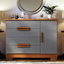 Ver imagem 6 de Cômoda Sapateira 4 Gavetas 1 Porta Brescia Nature Cinza