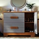 Ver imagem 4 de Cômoda Sapateira 4 Gavetas 1 Porta Brescia Nature Cinza