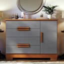 Ver imagem 6 de Cômoda Sapateira 4 Gavetas 1 Porta Brescia Nature Cinza