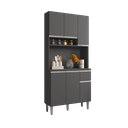 Ver imagem 2 de Armário de Cozinha Compacta 105cm 6 Portas 1 Gaveta Modulada Márcia MDP Cinza Fosco Completa