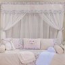 Cortina Enxoval de Bando Bebê com Voil - Ursa Realeza Floral - 1