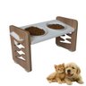 Comedouro Cães e Gatos Duplo Pet Mdf Zig Zag Ajustável - Pn - 1