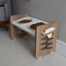 Comedouro Cães e Gatos Duplo Pet Mdf Zig Zag Ajustável - Pn - 6
