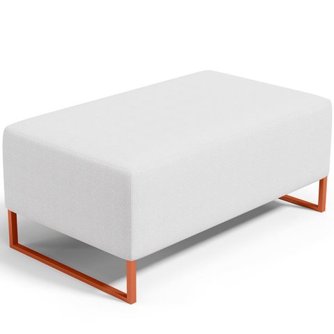 Puff Decorativo Sala De Estar Cléo 90cm Base De Ferro Cobre W01 Corano Branco - Lyam Decor
