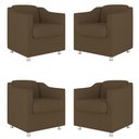 Ver imagem 1 de Kit 4 Poltronas Tilla Decorativas Consultório Sala Tecido Suede Cor:marrom