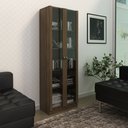 Ver imagem 1 de Armário Cristaleira Livreiro 172cm com 2 Portas e 5 Prateleiras Me4115 Nogal