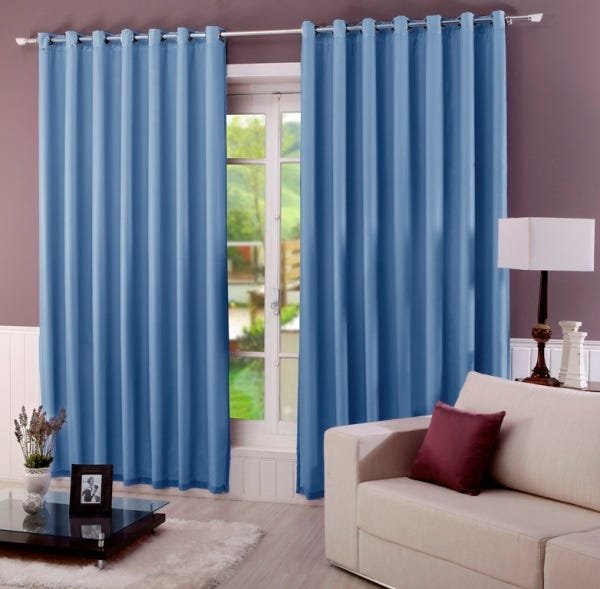 Cortina com voil e corta Luz Blacaute pvc 2,80x2,30 azul