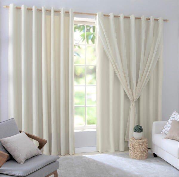 Cortina com voil e corta Luz Blacaute pvc 2,80x2,30 palha