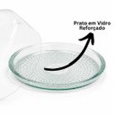 Ver imagem 4 de Queijeira de Vidro Bandeja Reforçada Design Vitral com Tampa Transparente 21,5cm