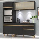 Ver imagem 3 de Armário de Cozinha Compacta 182cm com Leds Veneza Up Multimóveis V2020 Preto/Dourado