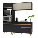 Ver imagem 1 de Armário de Cozinha Compacta 182cm com Leds Veneza Up Multimóveis V2020 Preto/Dourado