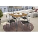 Ver imagem 1 de Conjunto: Mesa Sala Jantar Reno C/ Tampo de Madeira 90cm e 4 Cadeiras Portugal Cromada/preto 110 -