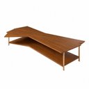 Ver imagem 3 de Mesa de Centro Caribe 170cm em Madeira Laminada Imbuia Mel com Metal Champanhe