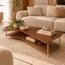 Ver imagem 1 de Mesa de Centro Caribe 170cm em Madeira Laminada Imbuia Mel com Metal Champanhe