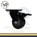 Ver imagem 2 de Kit 4 Rodinha Giratória Pu Refoçada 3 Polegadas Black com e sem Trava com Rolamento Anti Risco 400kg