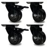 Kit 4 Rodinha Giratória Pu Refoçada 3 Polegadas Black com e sem Trava com Rolamento Anti Risco 400kg - 1