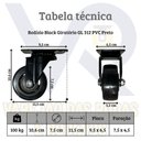 Ver imagem 7 de Kit 4 Rodinha Giratória Pu Refoçada 3 Polegadas Black com e sem Trava com Rolamento Anti Risco 400kg