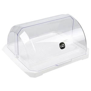 Porta Pão Acrílico Suporte Com Tampa Retrátil Transparente UZ Utilidades Cesto 