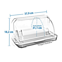 Porta Pão Acrílico Suporte Com Tampa Retrátil Transparente UZ Utilidades Cesto  - 8